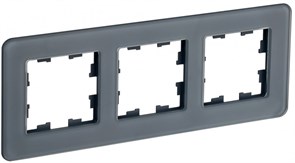 IEK Brite Decor графит матовый стекло скруглённые углы  рамка 3 места BR-M32-G-41-K53