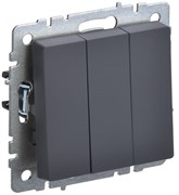 IEK Brite Base графит выключатель 3 клавишный 10А BR-V30-0-10-K53
