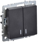 IEK Brite Base чёрный выключатель 2- клавишный с индик 10А BR-V20-1-10-K02