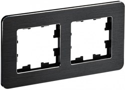 IEK Brite Decor чёрный / алюминий металл скруглённые углы  рамка 2 места BR-M22-M-21-K02