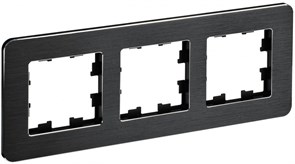 IEK Brite Decor чёрный / алюминий металл скруглённые углы рамка 3 места BR-M32-M-21-K02