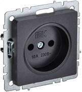 IEK Brite Base чёрный розетка 1-м без заземления, без защитных створок 10А BR-R10-10-K02