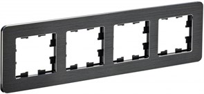 IEK Brite Decor чёрный / алюминий металл скруглённые углы рамка 4 места BR-M42-M-21-K02