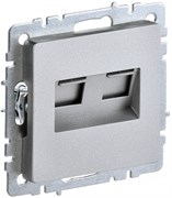 IEK Brite Base алюминий розетка компьютерная двойная RJ45 кат.5E BR-K20-1-K47