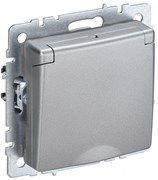 IEK Brite Base алюминий розетка 1-м с заземлением, с защ шторк и крышкой 16А IP20 BR-R16-16-K47