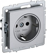IEK Brite Base алюминий розетка 1-м с заземлением, с защ шторк 16А BR-R14-16-K47