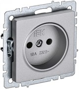 IEK Brite Base алюминий розетка 1-м без заземления, без защитных створок 10А BR-R10-10-K47