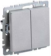 IEK Brite Base алюминий выключатель 2- клавишный проходной 10А BR-V22-0-10-K47