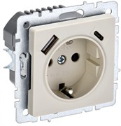 IEK Brite Base бежевый розетка с заземлением и шторками, 16А с USB A+C 18Вт BR-R14-16-U22-018-K10 IEK Brite Base бежевый розетка с заземлением и шторками, 16А с USB A+C 18Вт BR-R14-16-U22-018-K10