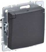 IEK Brite Base графит розетка 1-м с заземлением, без защитными шторками и крышкой 16А IP44 BR-R16-16-44-K53
