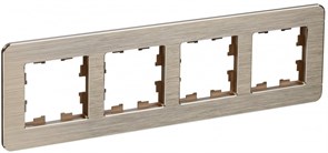 IEK Brite Decor шампань металл скруглённые углы рамка 4 места BR-M42-M-21-K37