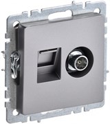 IEK Brite Base сталь розетка двойная TV+RJ45 кат.5E BR-AK20-1-K46