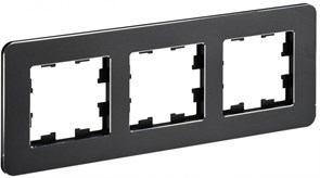IEK Brite Decor чёрный металл скруглённые углы рамка 3 места BR-M32-M-01-K02