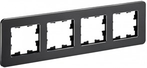 IEK Brite Decor чёрный металл скруглённые углы рамка 4 места BR-M42-M-01-K02