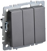 IEK Brite Base сталь выключатель 3 клавишный 10А BR-V30-0-10-K46