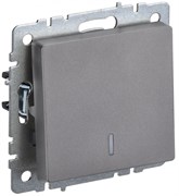 IEK Brite Base сталь выключатель 1-клавишный с индик 10А BR-V10-1-10-K46