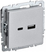 IEK Brite Base алюминий розетка USB A+C 18Вт BR-U22-018-K47