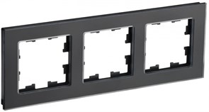 IEK Brite Decor чёрный матовый стекло рамка 3 места BR-M32-G-31-K02