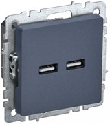 IEK Brite Base маренго розетка USB A+A 3,1А BR-U21-D31-K35