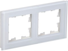 IEK Brite Decor белый глянец стекло рамка 2 места BR-M22-G-K01
