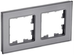 IEK Brite Decor серый глянец стекло рамка 2 места BR-M22-G-K03