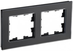 IEK Brite Decor чёрный матовый стекло рамка 2 места BR-M22-G-31-K02