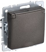IEK Brite Base тёмная бронза розетка 1-м с заземлением, с защитными шторками и крышк 16А IP20 BR-R16-16-K45