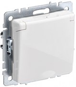 IEK Brite Base белый розетка 1-м с заземлением, с защитными шторками и крышкой  16А IP20 BR-R16-16-K01