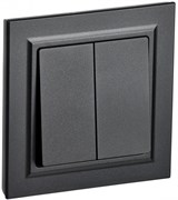 IEK Brite чёрный выключатель 2- клавишный. 10А в сборе BR-V20-0-10-K02-F