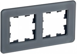 IEK Brite Decor графит матовый стекло скруглённые углы рамка 2 места BR-M22-G-41-K53