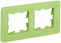 IEK Brite Decor эко грин матовый стекло скруглённые углы рамка 2-местная BR-M22-G-41-K06