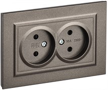 IEK Brite тёмная бронза розетка 2-я без заземления, со шторками, 10А в сборе BR-R23-10-K45-F