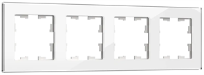 IEK Brite Decor белый глянец стекло рамка 4 места BR-M42-G-K01