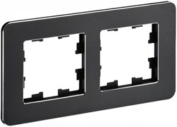 IEK Brite Decor чёрный металл скруглённые углы рамка 2 места BR-M22-M-01-K02
