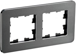 IEK Brite Decor титан металл скруглённые углы рамка 2 места BR-M22-M-01-K48