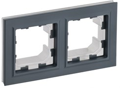 IEK Brite Base графит рамка 2 места  IP44 BR-M22-44-K53