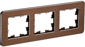 IEK Brite Decor коричневый металл скруглённые углы рамка 3-местная BR-M32-M-21-K30
