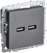 IEK Brite Base сталь розетка USB A+A 3,1А BR-U21-D31-K46