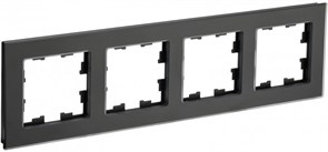 IEK Brite Decor чёрный матовый стекло рамка 4 места BR-M42-G-31-K02