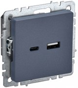 IEK Brite Base маренго розетка USB A+C 18Вт BR-U22-018-K35