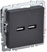 IEK Brite Base чёрный розетка USB A+A 3,1А BR-U21-D31-K02