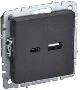 IEK Brite Base чёрный розетка USB A+C 18Вт BR-U22-018-K02