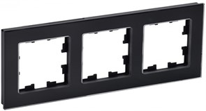 IEK Brite Decor чёрный глянец стекло рамка 3 места BR-M32-G-K02