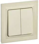 IEK Brite бежевый выключатель 2- клавишный. 10А в сборе BR-V20-0-10-K10-F