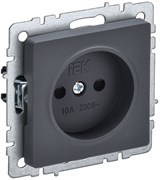 IEK Brite Base графит розетка без заземления, со шторками, 10А BR-R13-10-K53