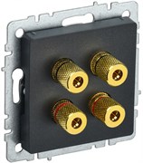 IEK Brite Base чёрный аудиорозетка 4-места BR-S40-K02