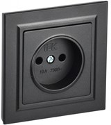 IEK Brite чёрный розетка без заземления, шторок, 10А в сборе BR-R10-10-K02-F