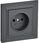 IEK Brite графит розетка без заземления, шторок, 10А в сборе BR-R10-10-K53-F