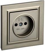 IEK Brite шампань розетка без заземления, без защитных шторок  10А в сборе BR-R10-10-K37-F