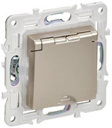 IEK SKANDY Шампань Розетка с/з с защитными шторками и крышкой 16А IP44 SK-R11Sh SK-R16-16-44-K37